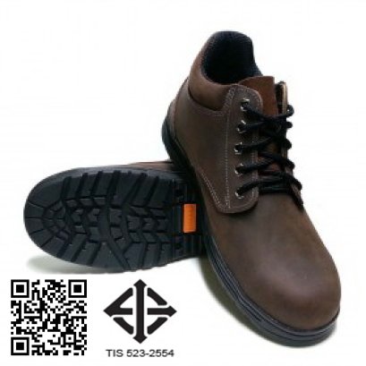 S-1309ON TIS 523-2554 รองเท้านิรภัยหุ้มข้อ หนังแท้นูบัคออยล์สีน้ำตาล พื้น NBR