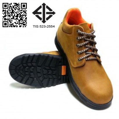 S-1309ONT TIS 523-2554 รองเท้านิรภัยหุ้มข้อ หนังแท้นูบัคออยล์สีแทน พื้น NBR