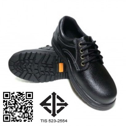 S-411 TN มอก. 523-2554 รองเท้านิรภัยหุ้มส้น หนังแท้อัดลาย พื้น NBR