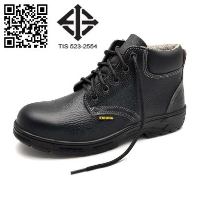 S-022 DN มอก. 523-2554 รองเท้านิรภัยหุ้มข้อ หนังแท้อัดลาย พื้น NBR
