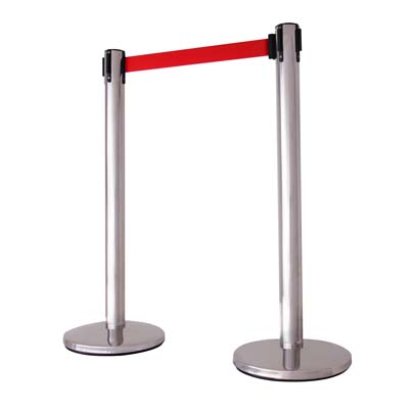 เสากั้นทางเดิน แบบดึงกลับสีแดง