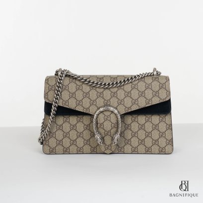 GUCCI DIONYSUS SMALL BLACK BEIGE GG MONOGRAM SHW