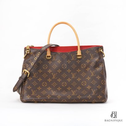 LOUIS VUITTON PALLAS BROWN MONOGRAM RED CANVAS GHW