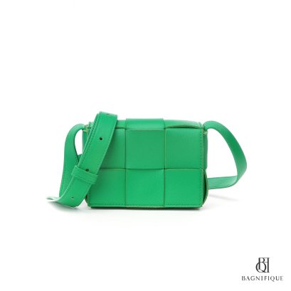BOTTEGA CASSETTE MINI GREEN BIG STRIP GHW
