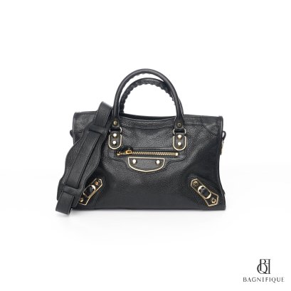 BALENCIAGA CITY EDGE SMALL BLACK CALF GHW