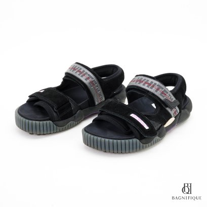 OFF-WHITE LOGO STRAP RIDGED SANDALS 39 BLACK