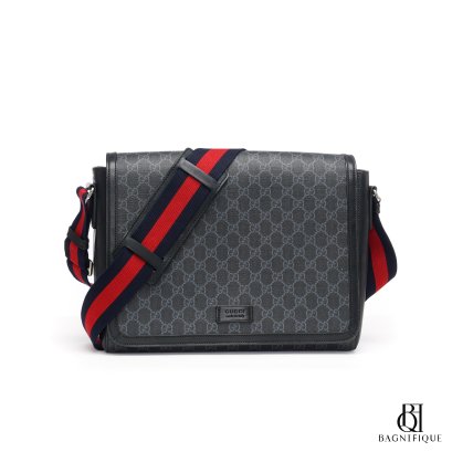 GUCCI MESSENGER 34 BLACK GG MONOGRAM SHW