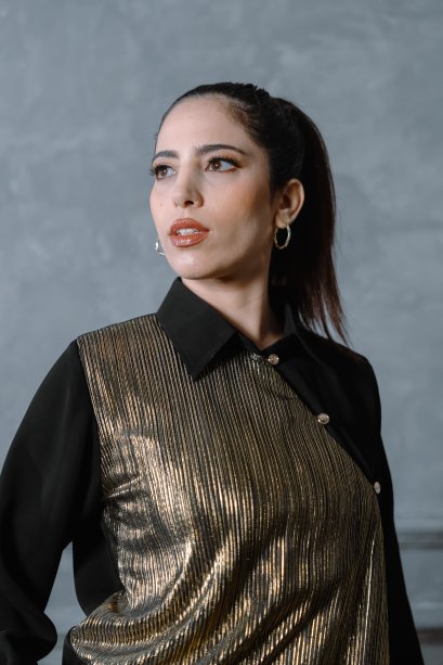 Azwar Combine Gold Black Shirt