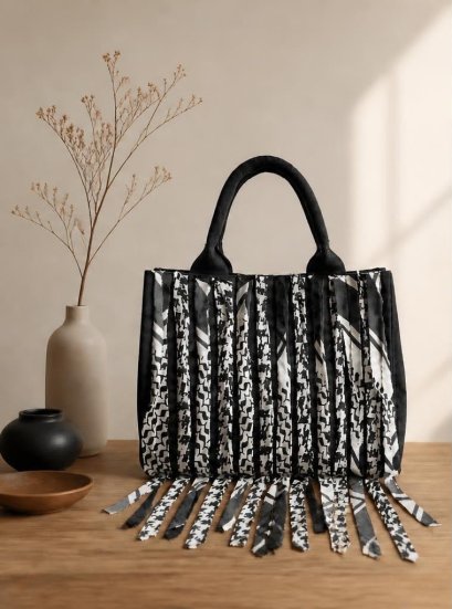 Keffiyeh Fringe Mini Tote Bag