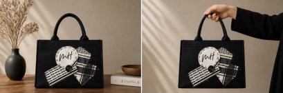Urban Chic Black Tote Bag with Keffiyeh