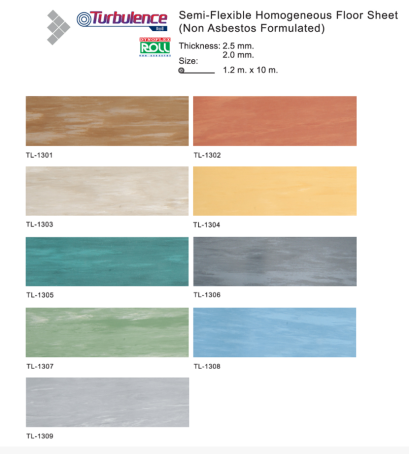 กระเบื้องยางสีพื้น แบบม้วน Dynoflex รุ่น TURBULENCE ROLL