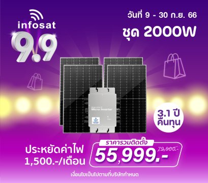 ชุดแนะนำรวมติดตั้ง  ชุด On-Grid 2000W รุ่น NBA-550W. HC Mono 4 แผง