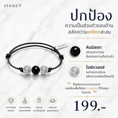 ข้อมือหินเชือกหนัง หินนิลเงา&amp;ไอซ์ควอตซ์