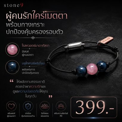 ข้อมือหินเชือกหนัง โรสควอตซ์มาดากัสก้า&amp;บลูไทเกอร์อายพรีเมี่ยม