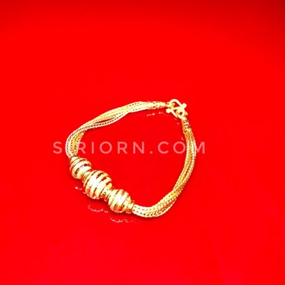 สร้อยข้อมือทองคำแท้ 96.5% ลายสี่เสา3เส้นคั่นโอ่ง