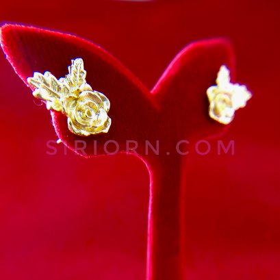 ต่างหูทองคำแท้ 96.5% ลายดอกกุหลาบ