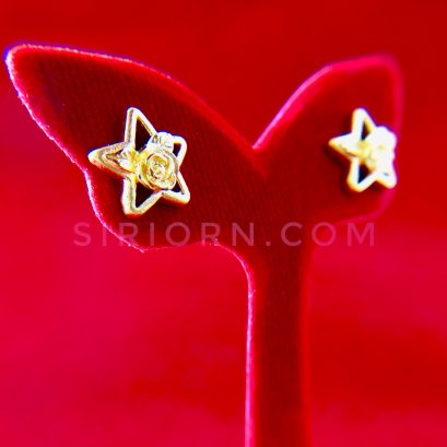 ต่างหูทองคำแท้ 96.5% ลายดอกไม้ดาว