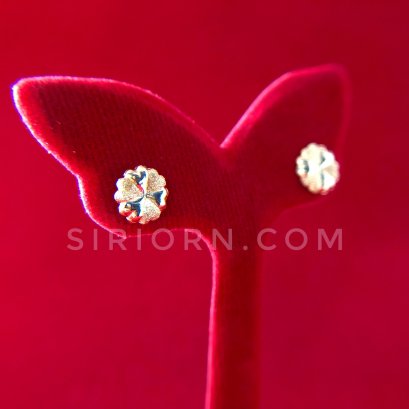 ต่างหูทองคำแท้ 96.5% ลายดอกไม้หัวใจ