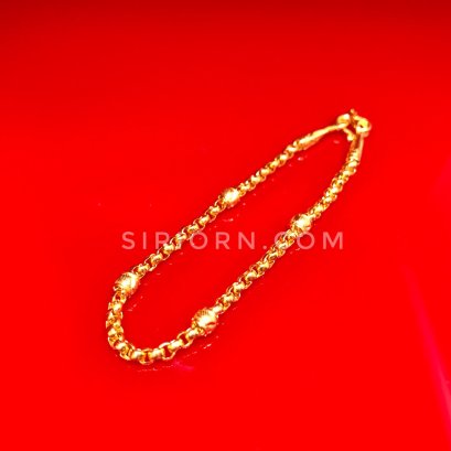 สร้อยข้อมือทองคำแท้ 96.5% ลายผ่าหวายซีดีคั่นโอ่ง