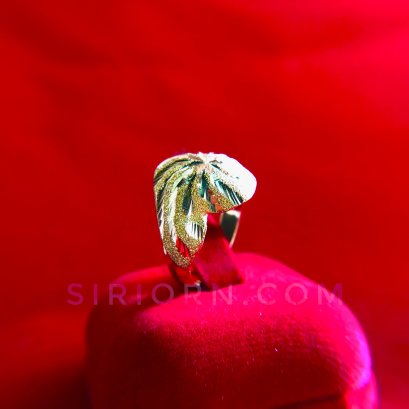 แหวนทองคำแท้ 96.5%ลายหัวโปร่งลายก้นหอยจิกเพชรตัดลาย