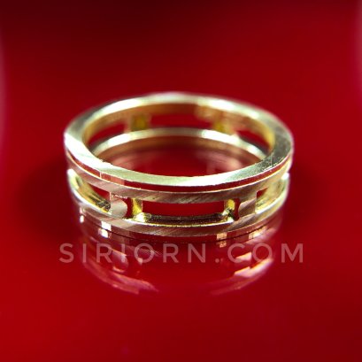 แหวนทองคำแท้ 96.5%ลายสองวงตัดลายเหลี่ยมแบบทองเค