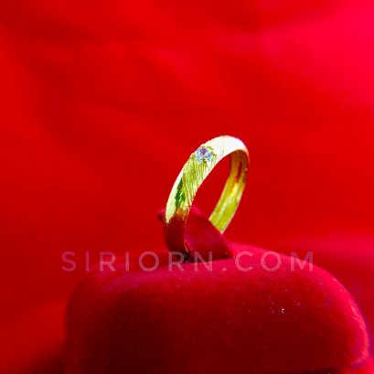 แหวนทองคำแท้ 96.5% ลายตันตัดลายฝังเพชรรัสเซีย1เม็ด