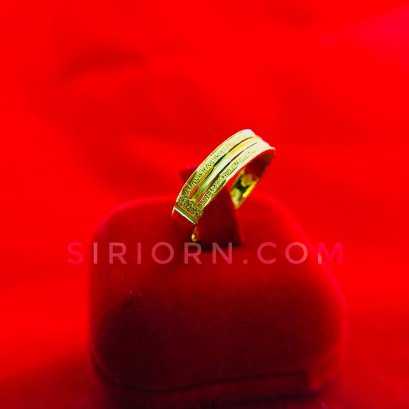 แหวนทองคำแท้ 96.5% ลายตันหน้าจิกเพชรสลับพ่นทราย3แถว
