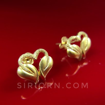 ต่างหูทองคำแท้ 96.5% ลายหัวใจหงษ์