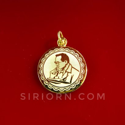 จี้ทองคำแท้ 96.5%ลายร.9 กลมพ่นทรายทอง