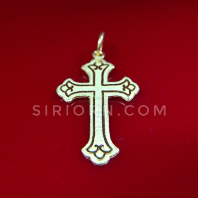 จี้ทองคำแท้ 96.5%ลายไม้กางเขนพ่นทรายทอง