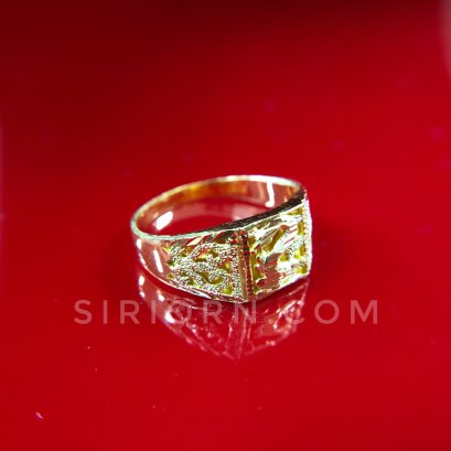 แหวนทองคำแท้ 96.5% ลายมังกรหัวสี่เหลี่ยมฉลุลาย