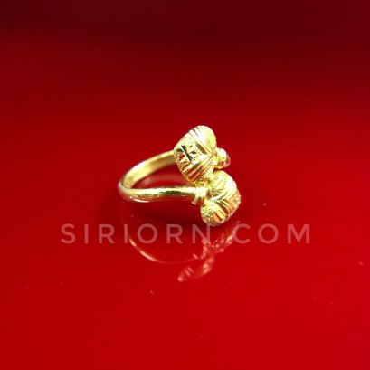 แหวนทองคำแท้ 96.5% ลายหัวใจคู่จิกเพชรตัดลาย