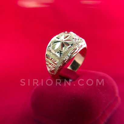 แหวนทองคำแท้ 96.5% ลายหัวโปร่งมาตรฐานจิกเพชรตัดลาย