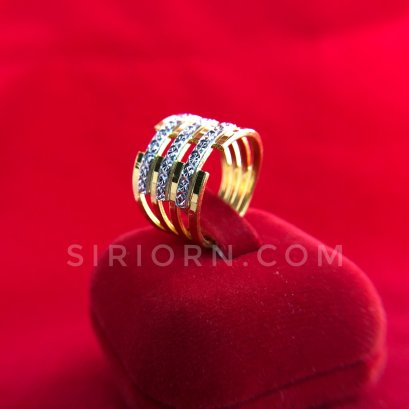 แหวนทองคำแท้ 96.5% ลายตัดลายเพชรหน้าขาว3แถว