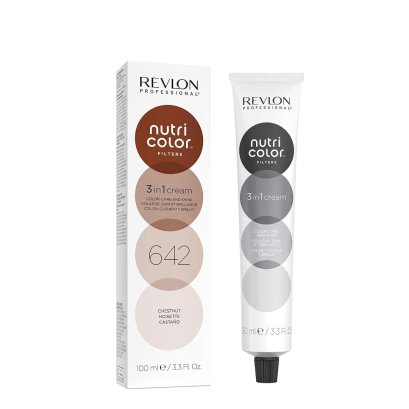 REVLON PROFESSIONAL NUTRI COLOR FILTERS 642 CHESTNUT  ,100 ML. ทรีทเม้นท์เพิ่มประกายสีผม สีเปลือกเกาลัด