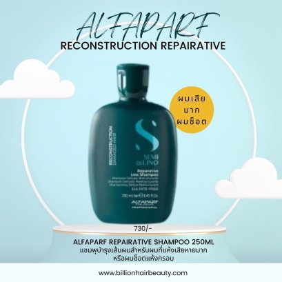 Alfaparf Repairative low shampoo 250ml แชมพูที่ปกป้องเส้นผมจากมลภาวะ และผมที่อ่อนแอเสียหาย เปื่อยยุ่ยจากการทำเคมีมาบ่อยค