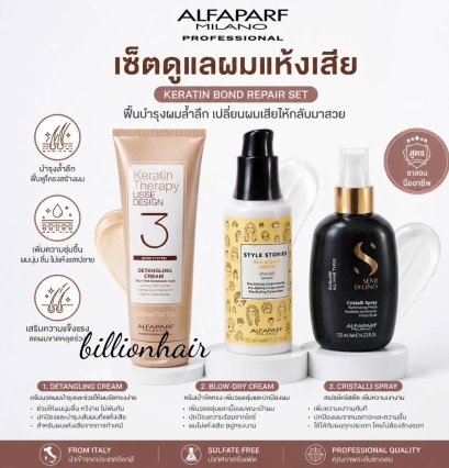 Alfaparf Hair care set 3 ชุดดูแลเส้นผม บำรุง+กันความร้อน+สเปรย์เงา