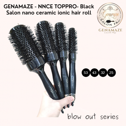 Genamaze -Toppro Black Ceramic ionic  Round Brush SET4 ชิ้น หวีโรลไดร์ผม รุ่นเซรามิค +ไนล่อน ทนความร้อน ช่วยเป่าไดร์ผมให้แห้งไว