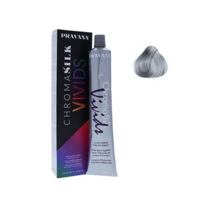 Pravana Chromasilk Vivids hair color creme 90ml - Silver สีเคลือบชนิดปราศจากแอมโมเนียมีเม็ดสีติดทนมีกลินหอม สีชมพูเงิน หรือสีเทา -เป็นสีเคลือบปราศจากแอมโมเนีย สีสวยชัดเจน - สีเทา - สีเหมาะสำหรับผมที่มีพื้นฐานผมเป็นสีบลอนด์สว่างมาแล้วเท่านั้น - สามารถผสมสี