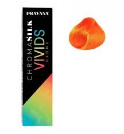 Pravana Chromasilk Vivids Neon hair color creme 90ml - Neon Orange  สีเคลือบชนิดปราศจากแอมโมเนียมีเม็ดสีติดทนมีกลินหอม สีส้มสะท้อนแสง