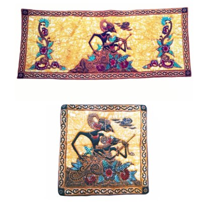Taplak Meja Panjang & Sarung Bantal Batik Wayang