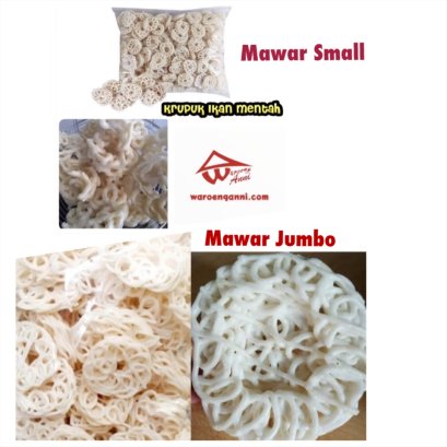 Kerupuk Mawar Mentah / Raw Crackers Small & Jumbo Size 250 gram