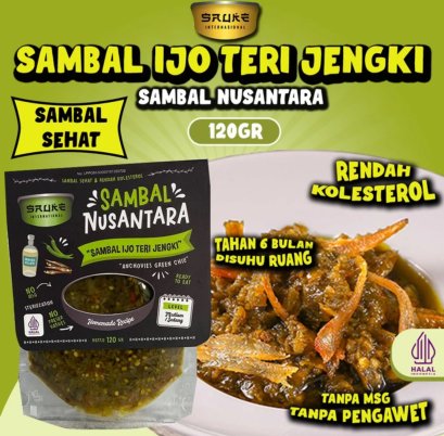 Sambal Ijo Teri Jengki 120 gram / Green Chili Spicy Cooked Big Anchovies 120 gram