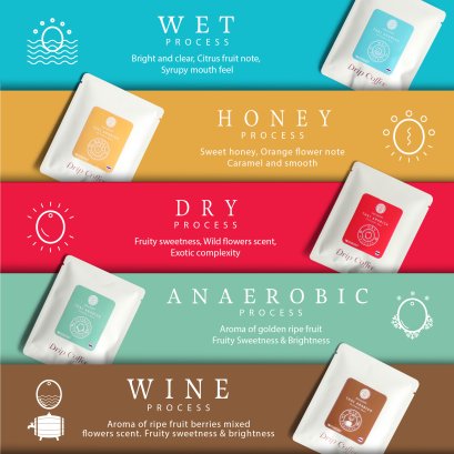 กาแฟดริป อาราบิก้า 100% กาแฟดริป 5 Process Coffee Drip Mixed Process
