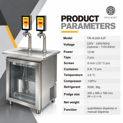 เครื่องจ่ายเครื่องดื่มพร้อมตู้แช่ 2 หัวจ่าย รุ่น TW-4L260-A2F (Smart Auto-Beverage Machine)