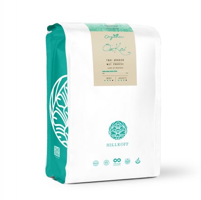 Hillkoff : Omkoi Organic 500 g : กาแฟอราบิก้าออแกนิคแท้ 100% คั่วกลาง ตรา ฮิลล์คอฟฟ์ 500 กรัม