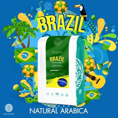 Brazil Natural Arabica Roasted เมล็ดกาแฟคั่วอาราบิก้าคั่วกลางนำเข้า ประเทศบราซิล