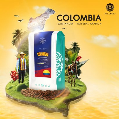 Hillkoff : Colombia Santander Arabica  Roasted เมล็ดกาแฟคั่ว กาแฟ อาราบิก้าแท้ 100% โคลอมเบีย