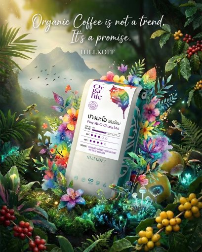 Organic Pang Ma O Arabica coffee Chiang Mai เมล็ดกาแฟคั่วอราบิก้า 100% ปางมะโอ จ.เชียงใหม่ Single Origin ขนาด 250 g