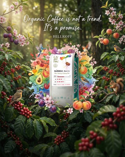 Organic Mae Salong Arabica coffee Chiang Rai เมล็ดกาแฟคั่วอราบิก้า 100% แม่สลอง จ.เชียงราย Single Origin ขนาด 250 g